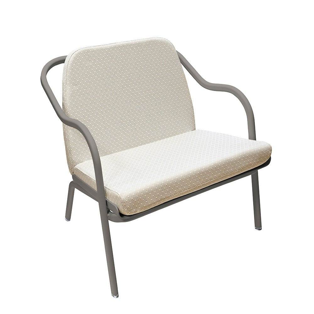 Fauteuil lounge design en aluminium et tissus écru - ALLURE D'AZUR - La Maison MilanaiseGaletTaupe grainé