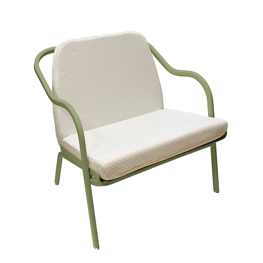 Fauteuil lounge design en aluminium et tissus écru - ALLURE D'AZUR - La Maison MilanaiseOlivierTaupe grainé