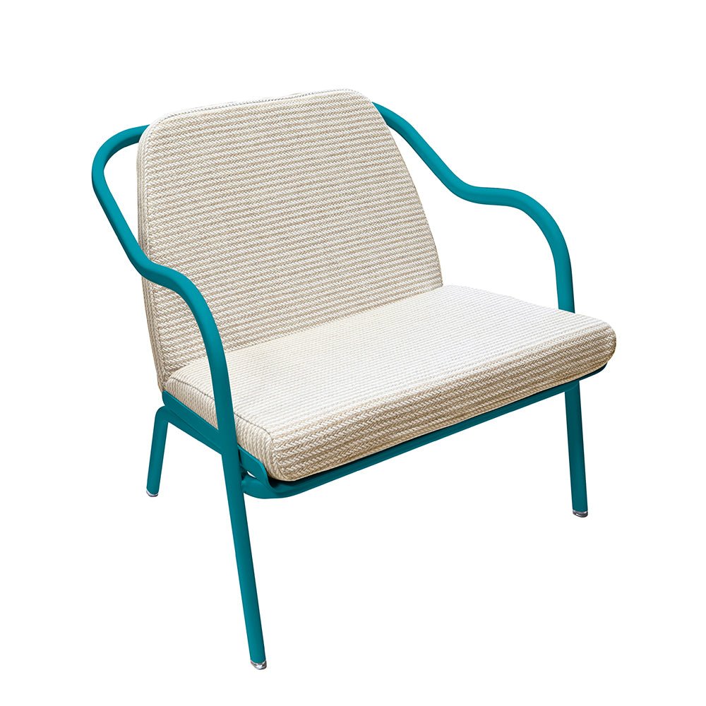 Fauteuil lounge design en aluminium et tissus écru - ALLURE D'AZUR - La Maison MilanaiseLaguneSable