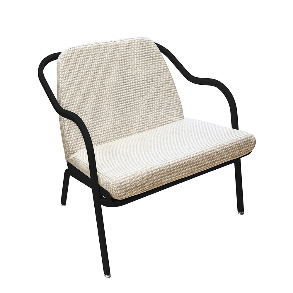Fauteuil lounge design en aluminium et tissus écru - ALLURE D'AZUR - La Maison MilanaiseCharbonSable