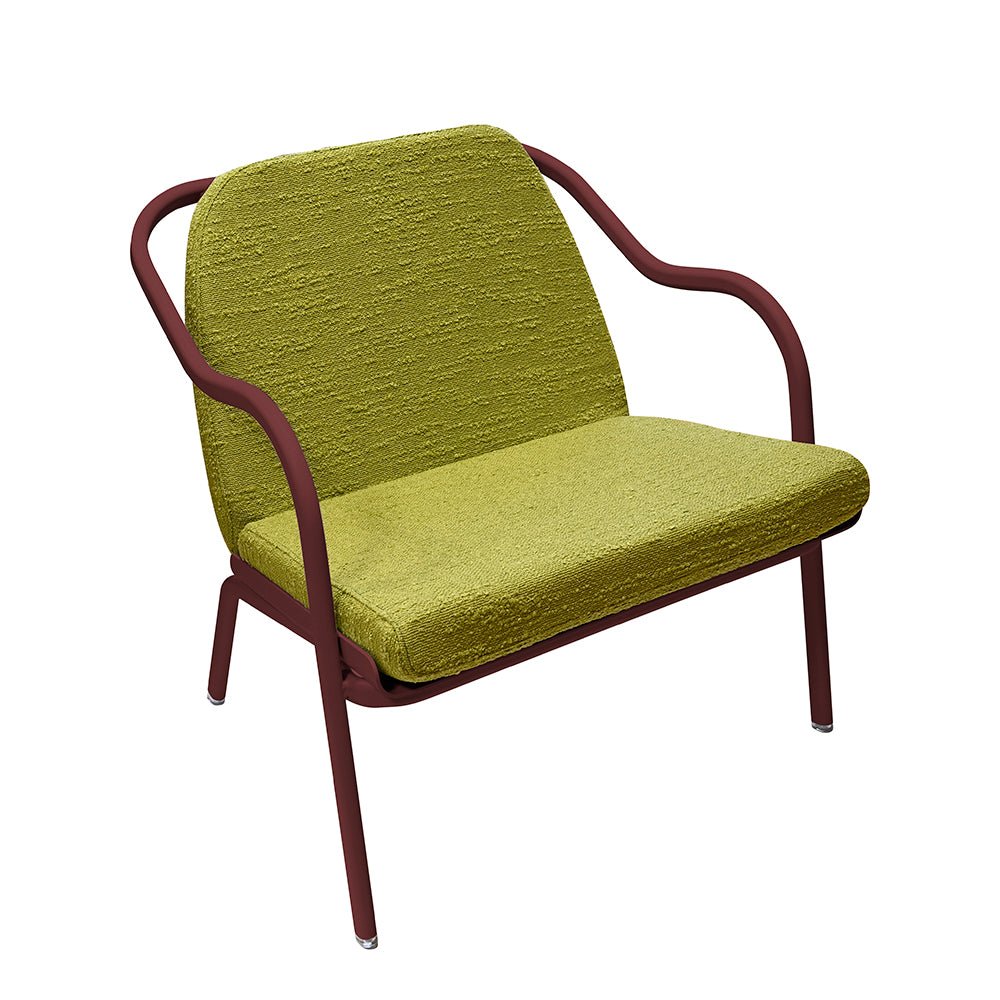 Fauteuil lounge design en aluminium et tissus vert - ALLURE D'AZUR - La Maison MilanaiseBordeauxTilleul Bouclé