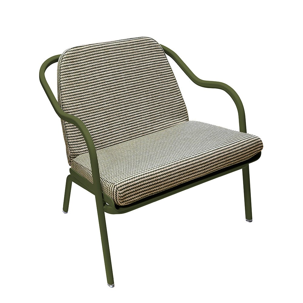 Fauteuil lounge design en aluminium et tissus vert - ALLURE D'AZUR - La Maison MilanaiseKakiVeronese