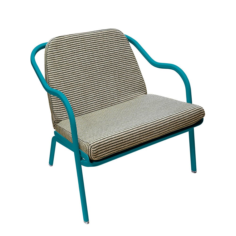 Fauteuil lounge design en aluminium et tissus vert - ALLURE D'AZUR - La Maison MilanaiseLaguneVeronese