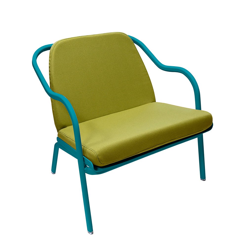 Fauteuil lounge design en aluminium et tissus vert - ALLURE D'AZUR - La Maison MilanaiseLaguneTilleul Toile