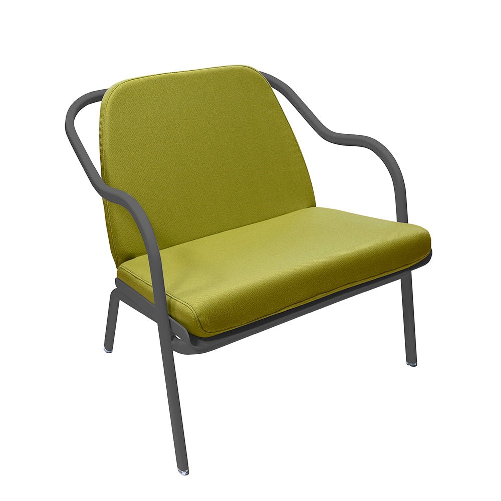 Fauteuil lounge design en aluminium et tissus vert - ALLURE D'AZUR - La Maison MilanaiseAnthraciteTilleul Toile