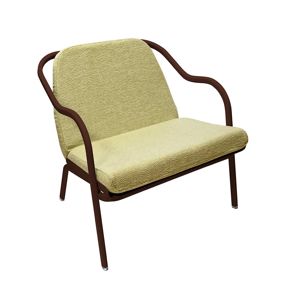 Fauteuil lounge design en aluminium et tissus vert - ALLURE D'AZUR - La Maison MilanaiseRouilleTilleul Chenille