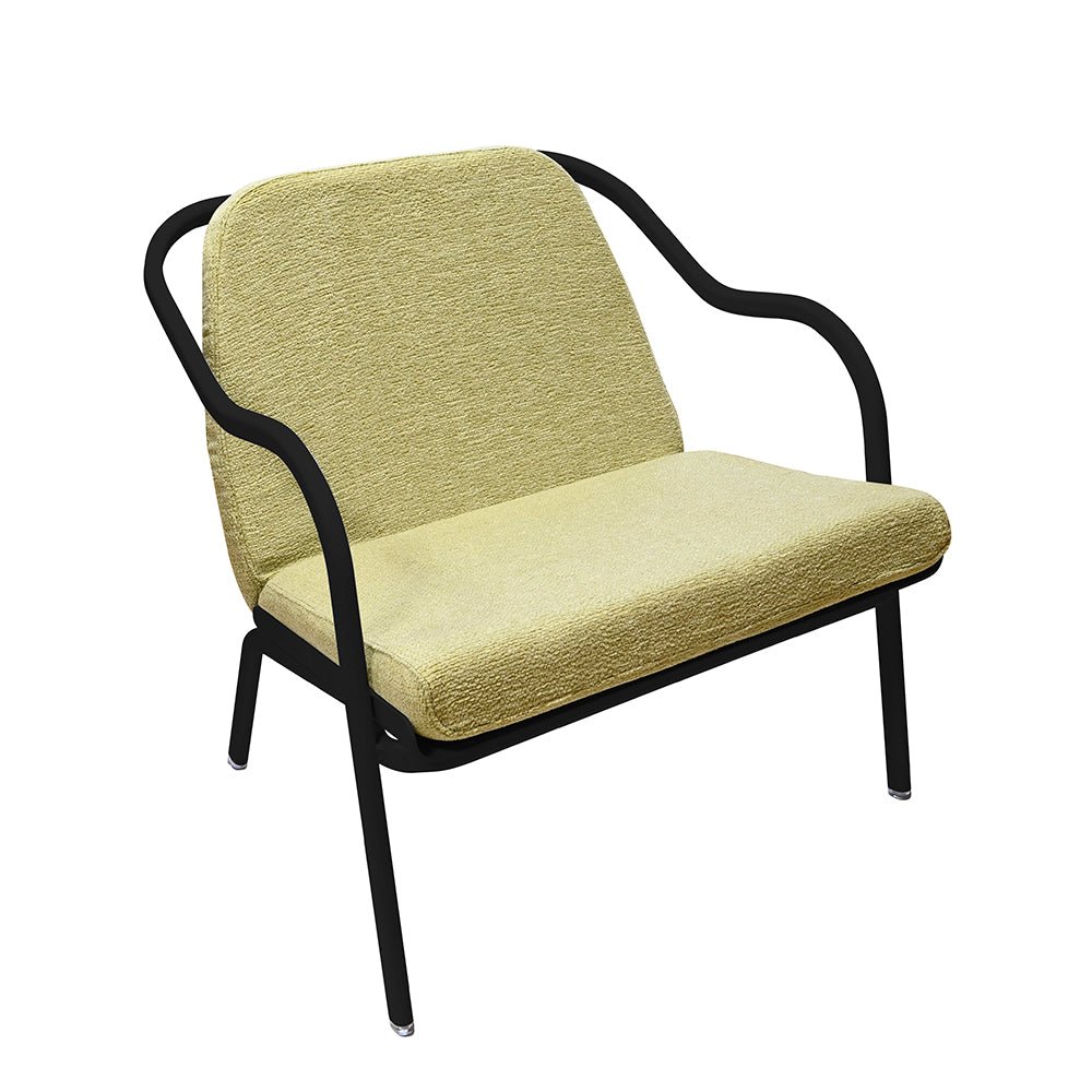 Fauteuil lounge design en aluminium et tissus vert - ALLURE D'AZUR - La Maison MilanaiseCharbonTilleul Chenille