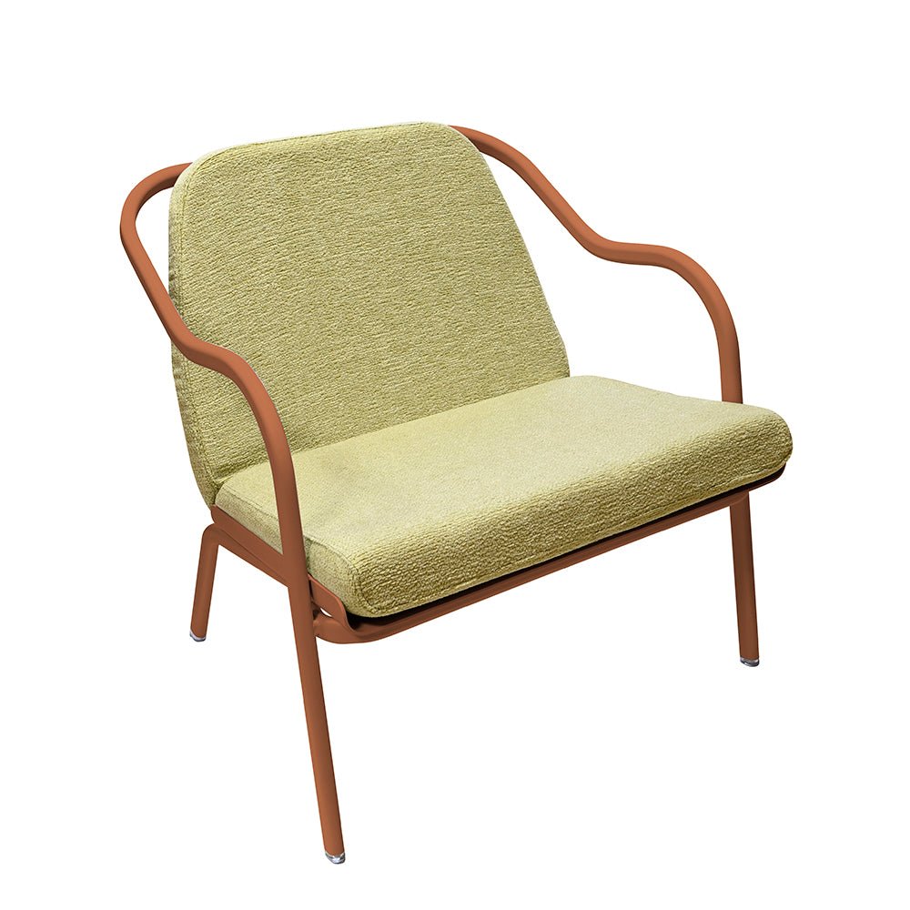 Fauteuil lounge design en aluminium et tissus vert - ALLURE D'AZUR - La Maison MilanaiseTerracottaTilleul Chenille