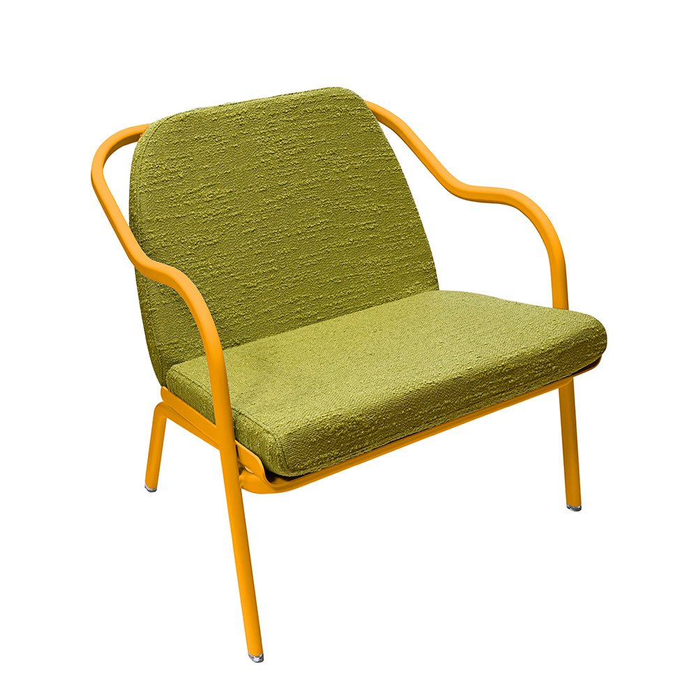 Fauteuil lounge design en aluminium et tissus vert - ALLURE D'AZUR - La Maison MilanaiseMimosaTilleul Bouclé