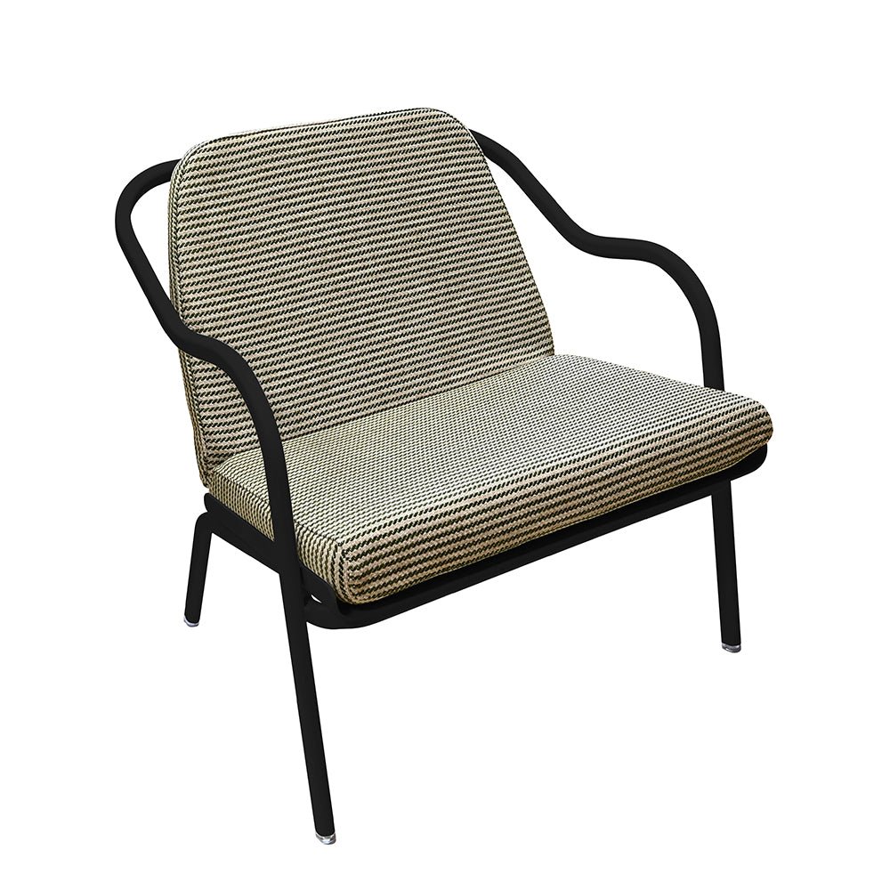 Fauteuil lounge design en aluminium et tissus vert - ALLURE D'AZUR - La Maison MilanaiseCharbonVeronese