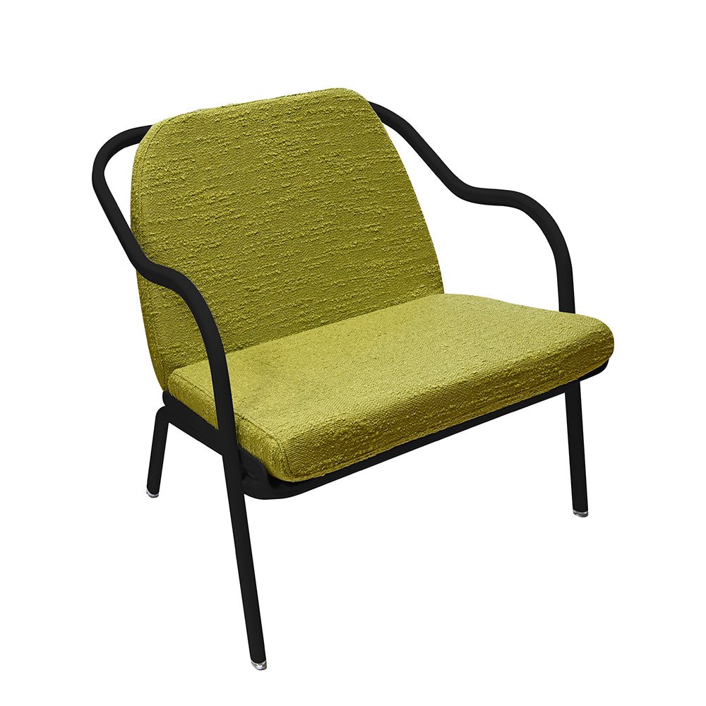 Fauteuil lounge design en aluminium et tissus vert - ALLURE D'AZUR - La Maison MilanaiseCharbonTilleul Bouclé