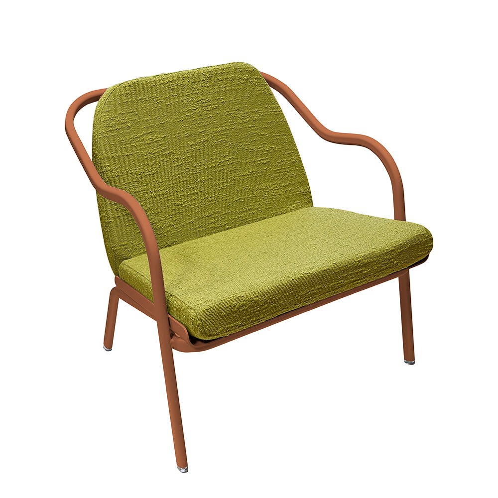 Fauteuil lounge design en aluminium et tissus vert - ALLURE D'AZUR - La Maison MilanaiseTerracottaTilleul Bouclé