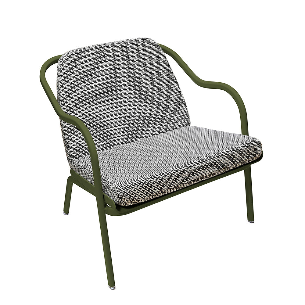Fauteuil lounge design en aluminium et tissus vert - ALLURE D'AZUR - La Maison MilanaiseKakiReglisse