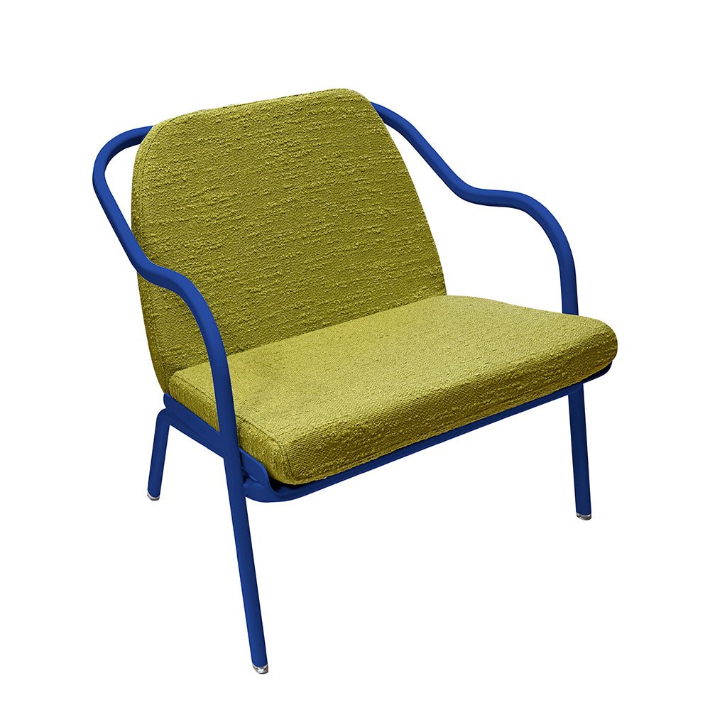 Fauteuil lounge design en aluminium et tissus vert - ALLURE D'AZUR - La Maison MilanaiseAbysseTilleul Bouclé