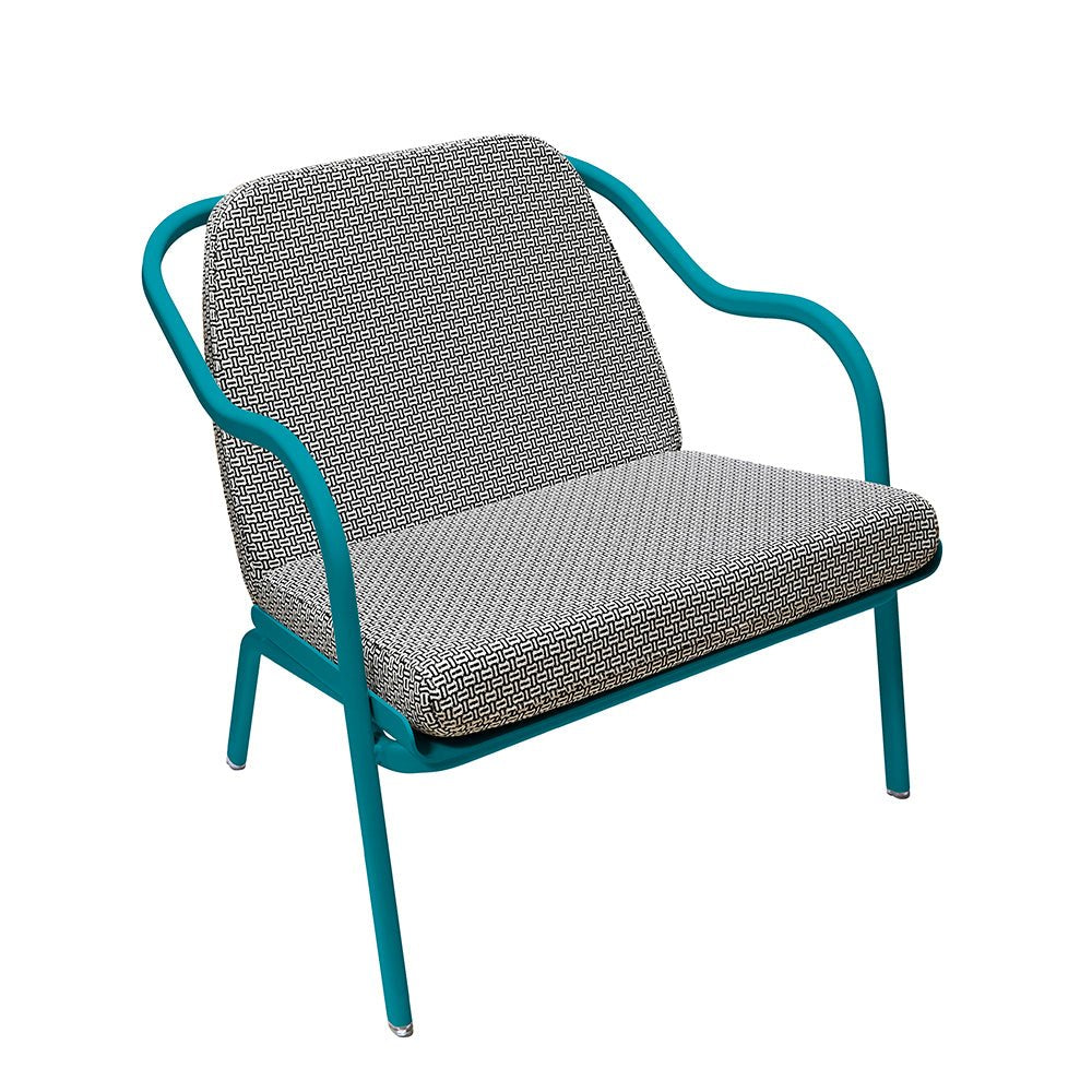 Fauteuil lounge design en aluminium et tissus vert - ALLURE D'AZUR - La Maison MilanaiseLaguneReglisse
