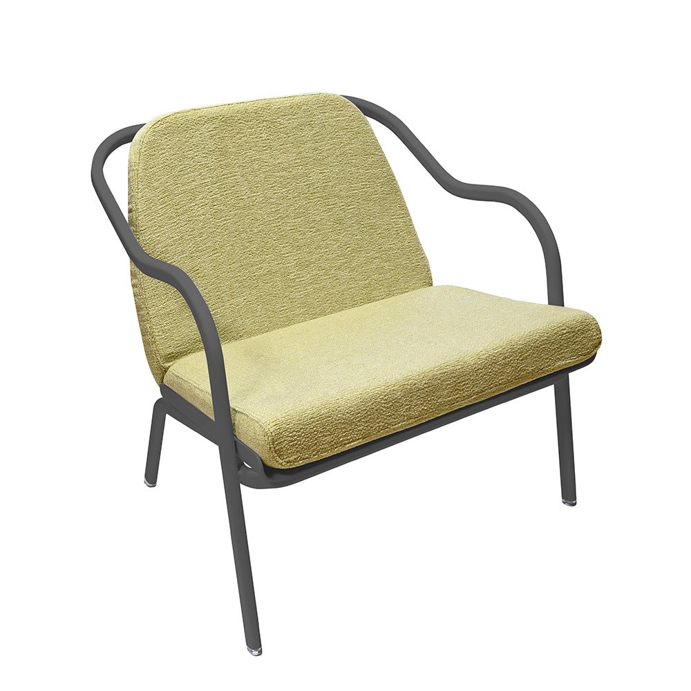 Fauteuil lounge design en aluminium et tissus vert - ALLURE D'AZUR - La Maison MilanaiseAnthraciteTilleul Chenille