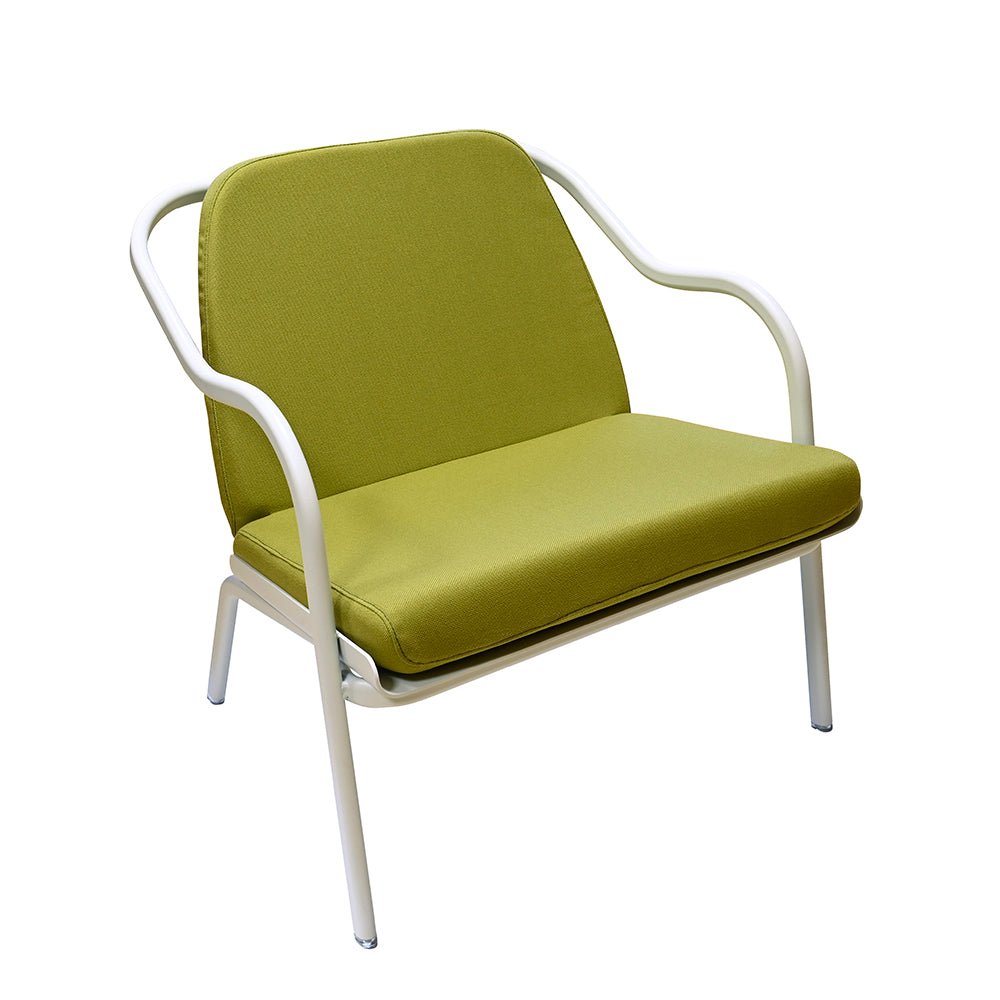 Fauteuil lounge design en aluminium et tissus vert - ALLURE D'AZUR - La Maison MilanaiseEcumeTilleul Toile