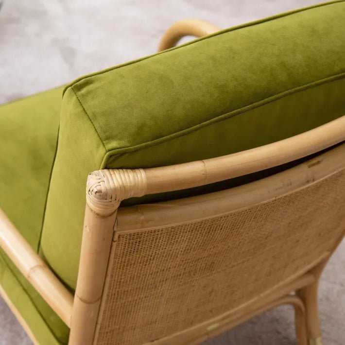 Fauteuil RIVIERA – L’élégance du rotin, le confort du velours - KOK MAISON - La Maison Milanaise460 - 1RIVIERA - 1Vert Impérial