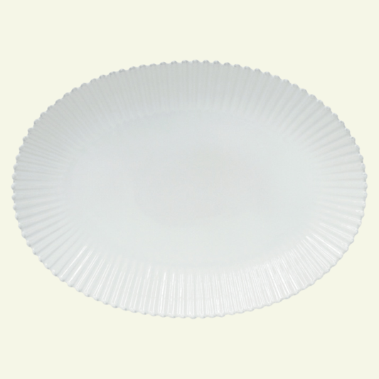 Grand plat ovale en grès fin blanc bord perlé Pearl - COSTA NOVA - La Maison MilanaisePEA501