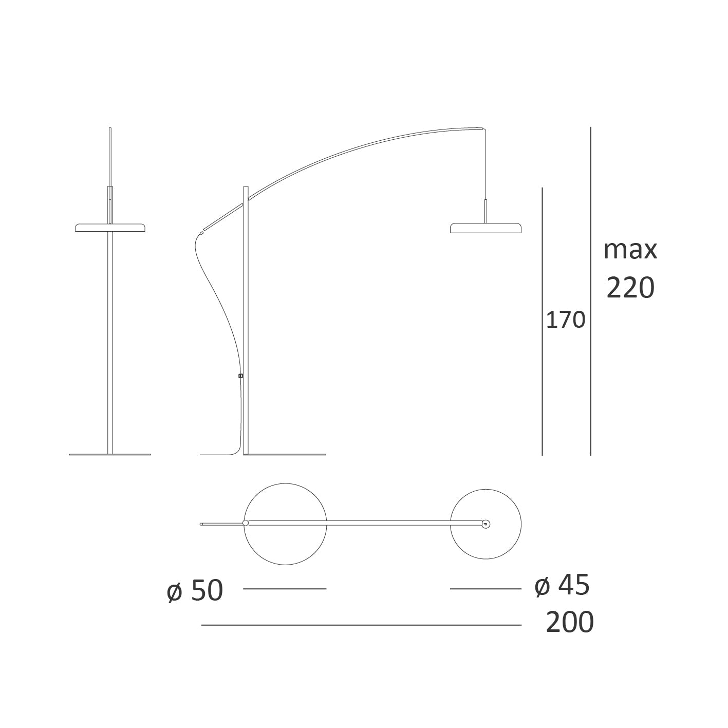 Lampadaire en aluminium noir design ZERO 11 - LUMEN CENTER - La Maison MilanaiseZR1110327Blanc Chaud 2700K