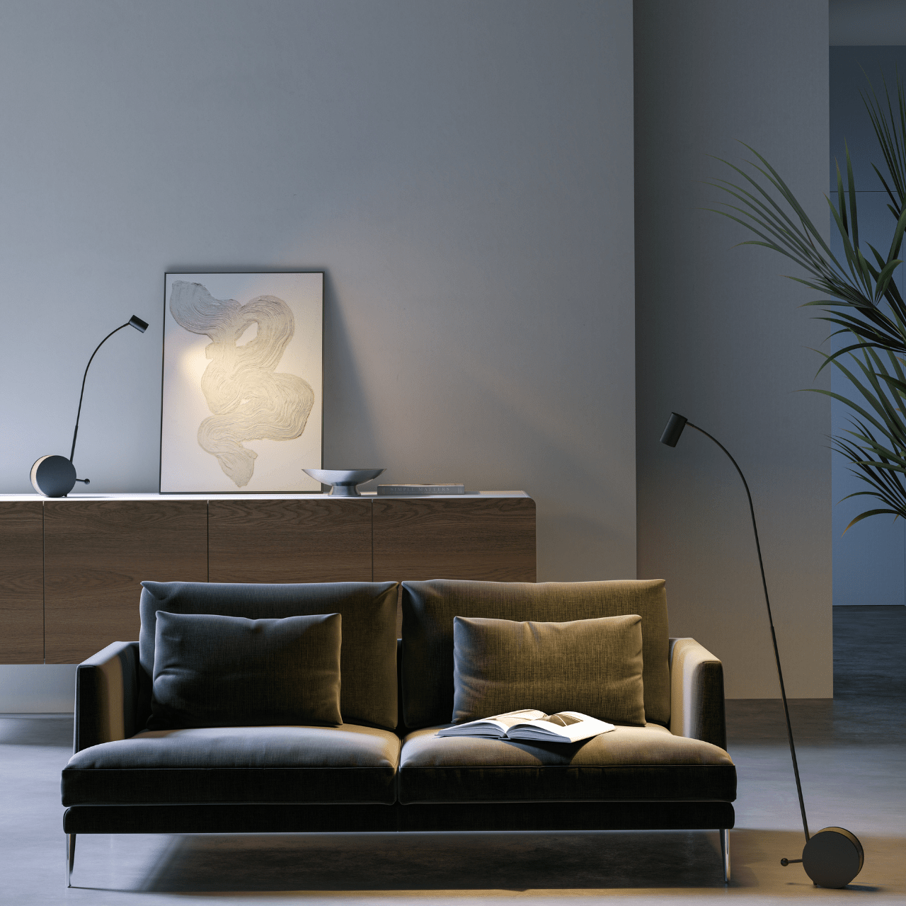 Lampadaire en métal Chiocciola - LUMEN CENTER - La Maison MilanaiseNoir 103L 150x25x8cm