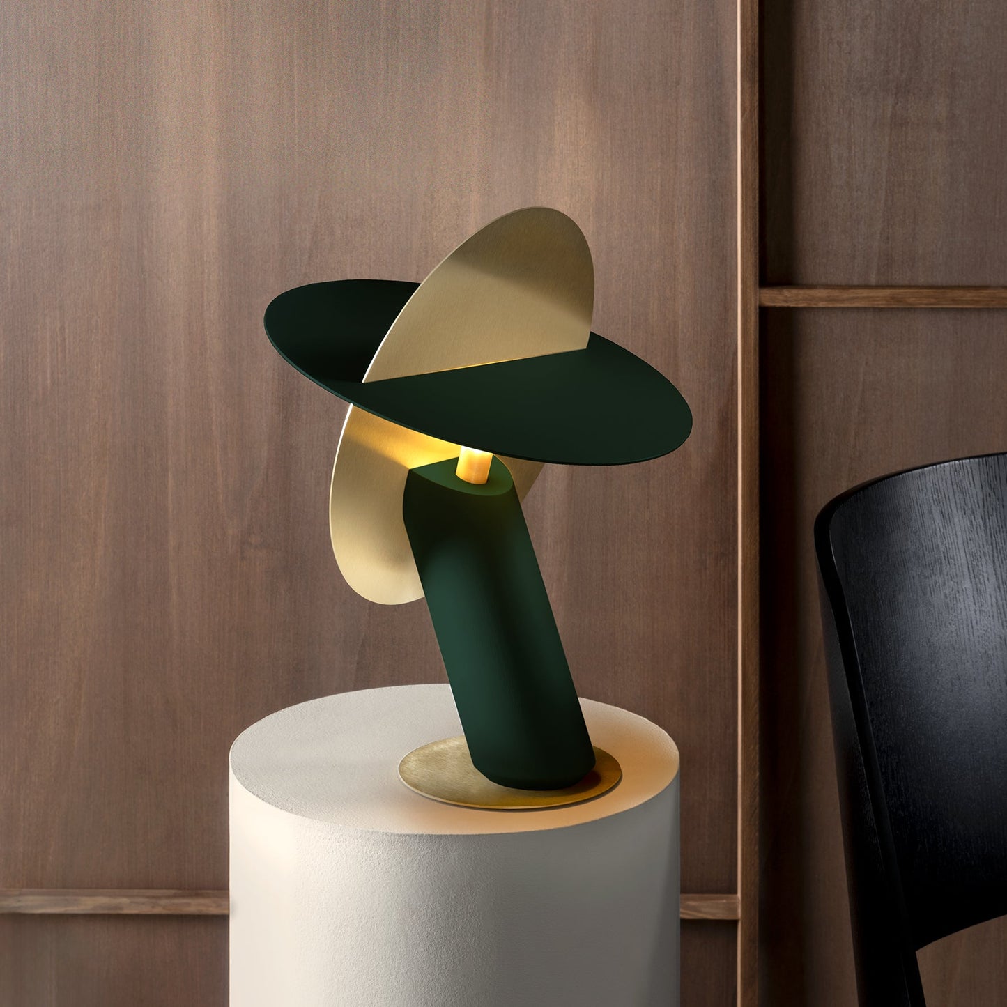 Lampe à poser design durable en hêtre & laiton Céleste - JURIE & JARRE - La Maison MilanaiseCELA01NOBeige LinNoir