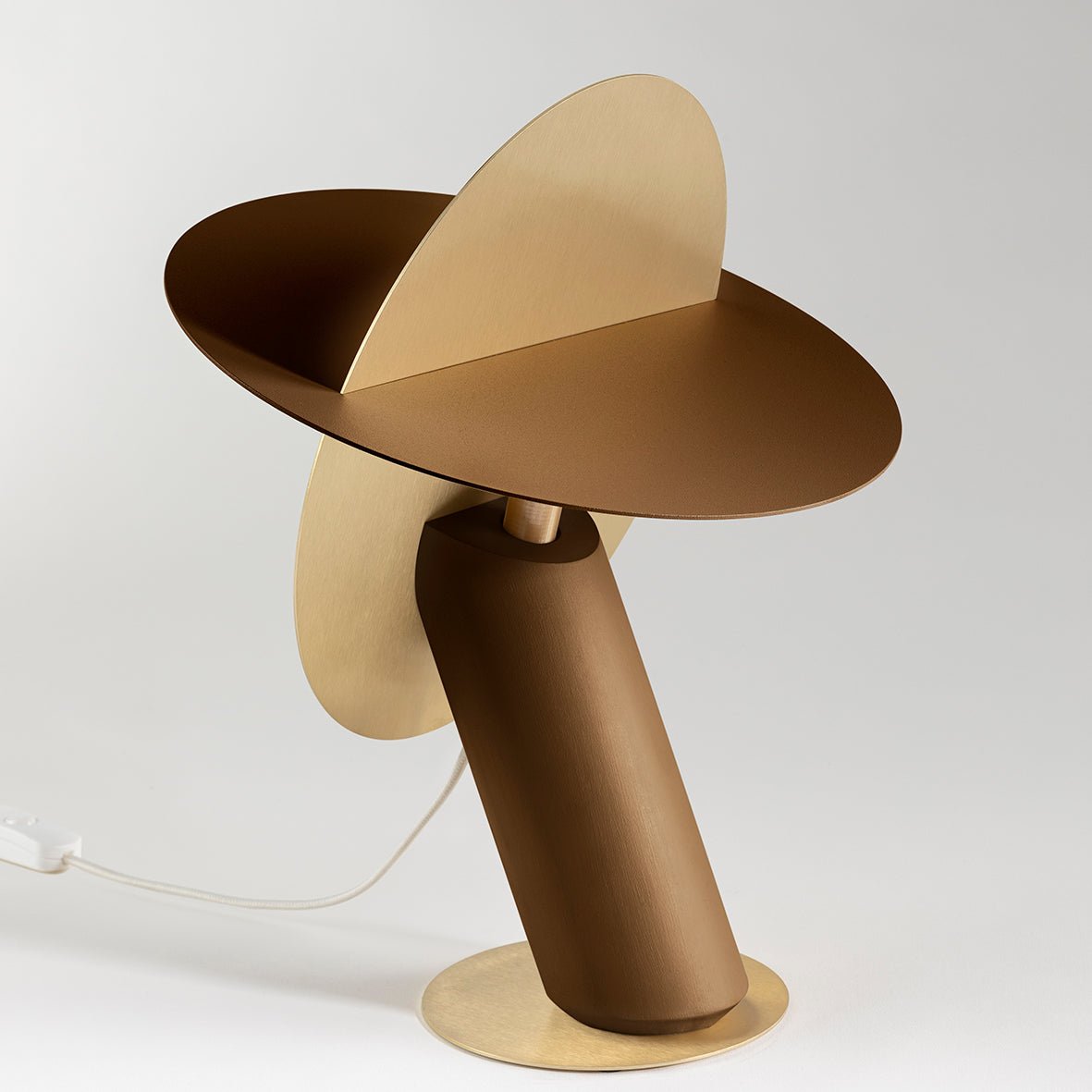 Lampe à poser design durable en hêtre & laiton Céleste - JURIE & JARRE - La Maison MilanaiseCELA02BLBrun CognacBlanc