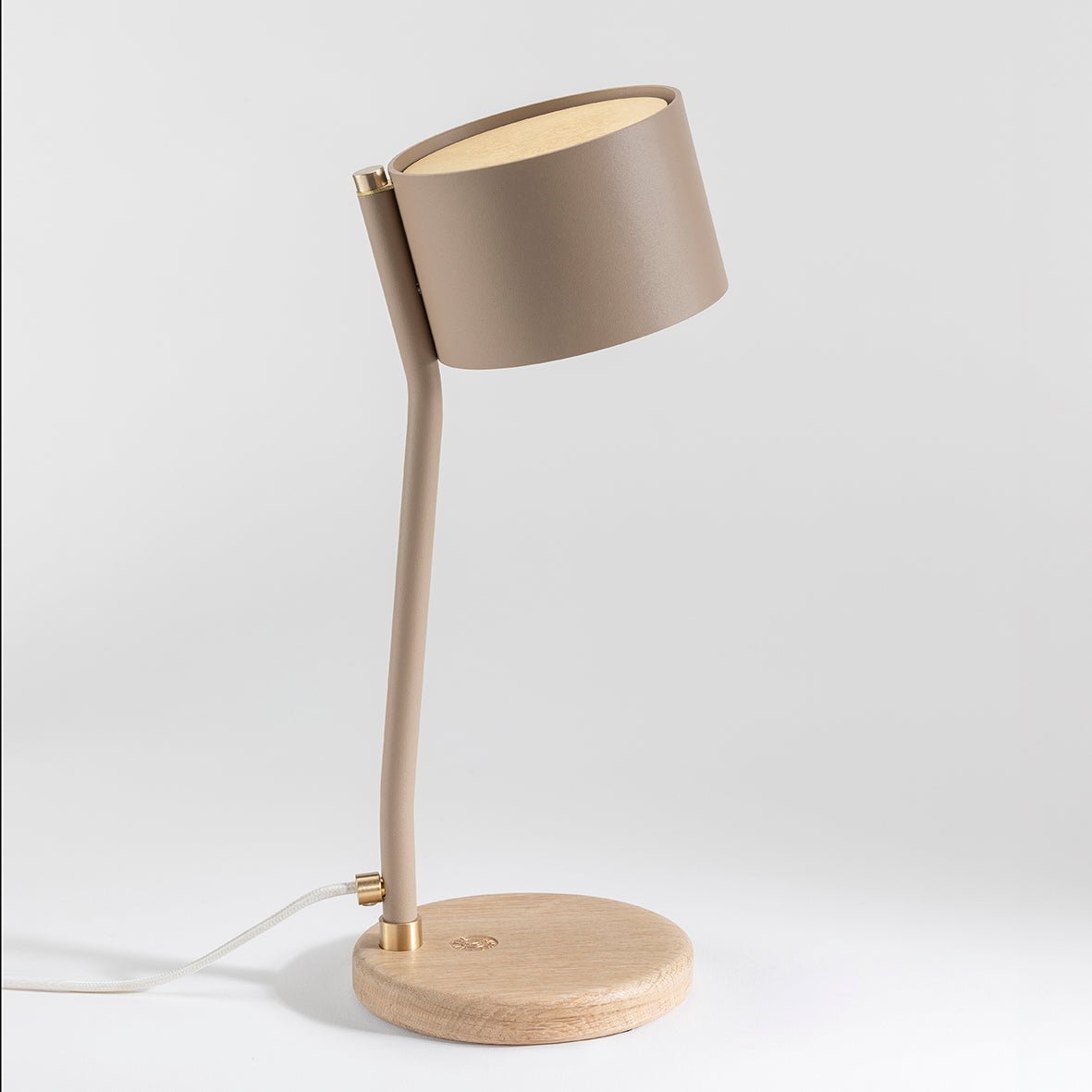 Lampe à poser design recyclé et artisanat français Canopée - JURIE & JARRE - La Maison MilanaiseCALA01CLBLBeige LinChêne clair recycléBlanc