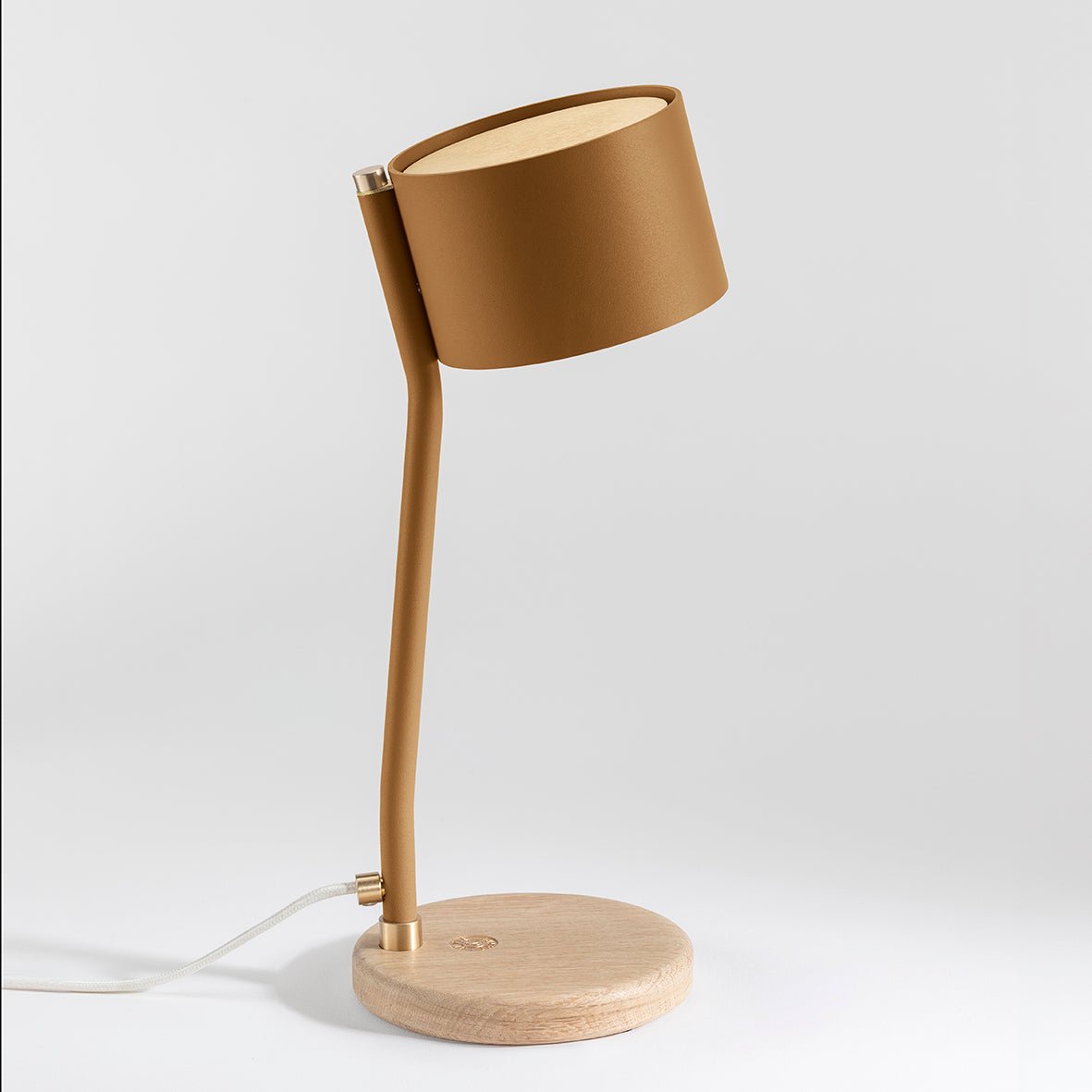 Lampe à poser design recyclé et artisanat français Canopée - JURIE & JARRE - La Maison MilanaiseCALA03CLBLJaune SafranChêne clair recycléBlanc