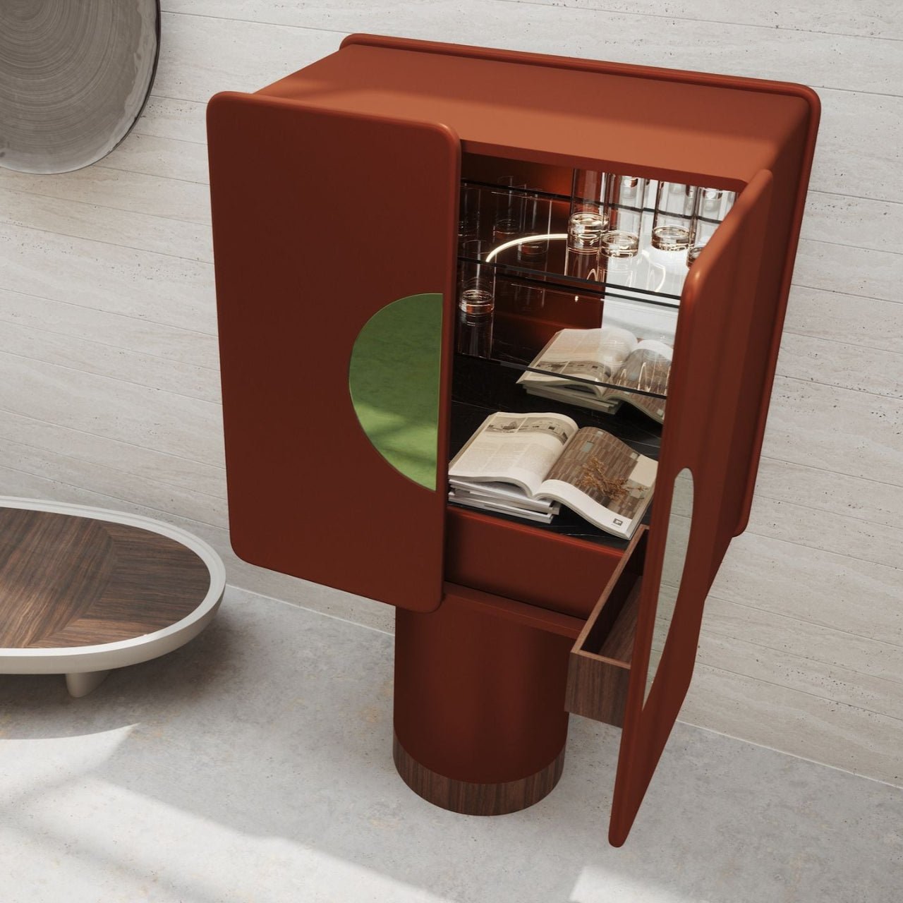 Meuble bar REGIS Cuivre, Miroir et Noyer - ULTRA MOBILI - La Maison MilanaiseBRGCDM