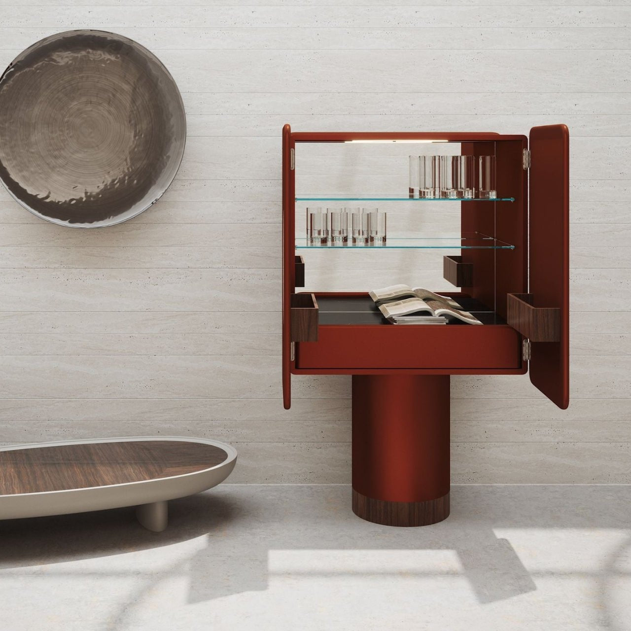 Meuble bar REGIS Cuivre, Miroir et Noyer - ULTRA MOBILI - La Maison MilanaiseBRGCDM