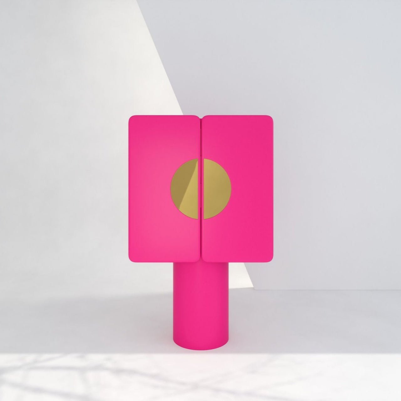 Meuble bar REGIS Rose Fluo et Miroir doré - ULTRA MOBILI - La Maison MilanaiseBRGROSE