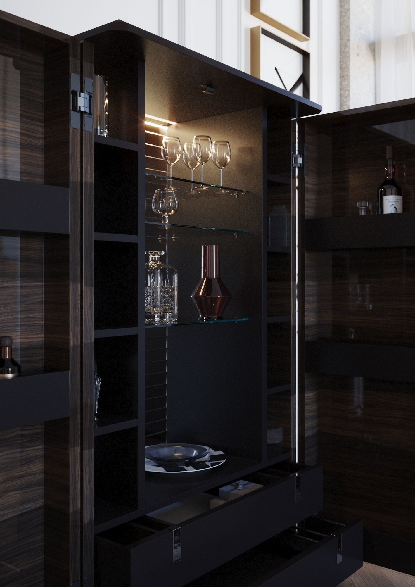 Meuble bar XXL en eucalyptus fumé – TEOMONDO - ULTRA MOBILI - La Maison MilanaiseBTMEUCA