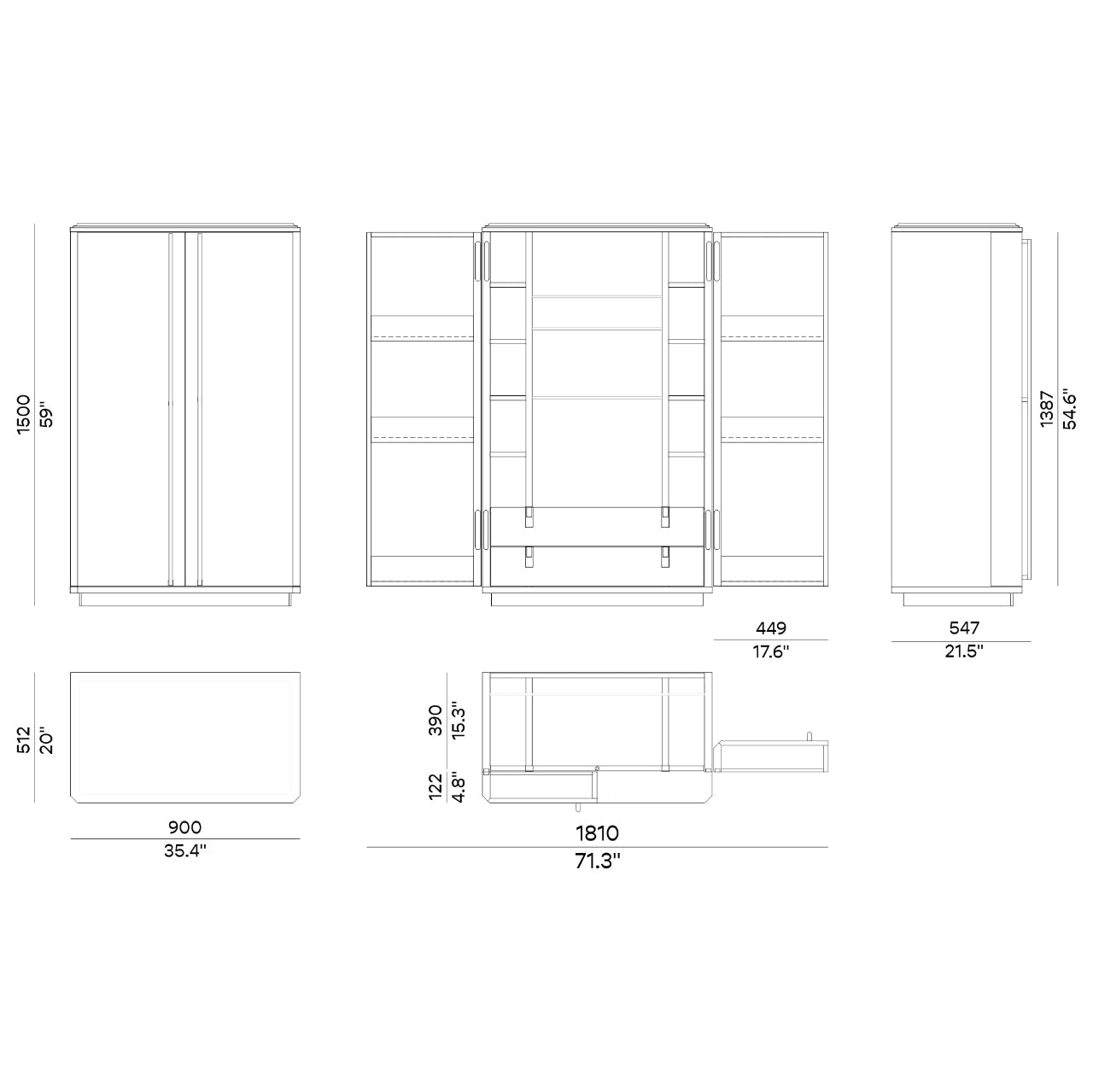 Meuble bar XXL en noyer canaletto – TEOMONDO - ULTRA MOBILI - La Maison MilanaiseBTMNOYER2