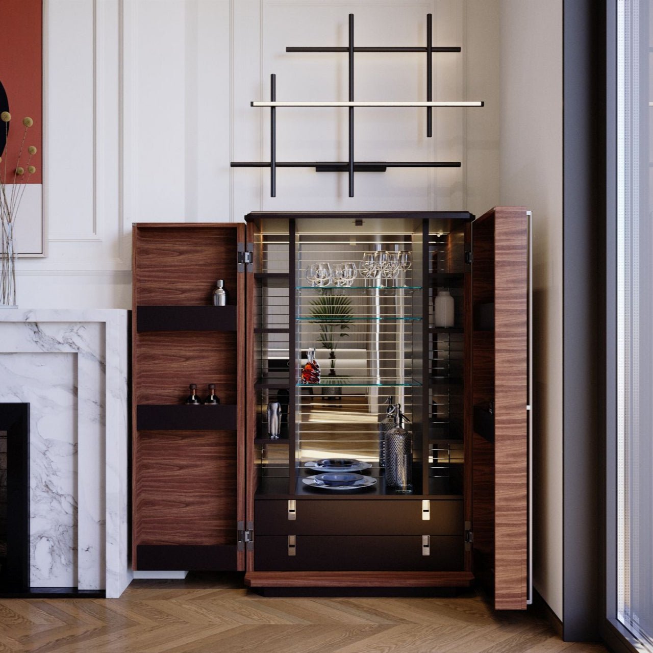 Meuble bar XXL en noyer canaletto – TEOMONDO - ULTRA MOBILI - La Maison MilanaiseBTMNOYER