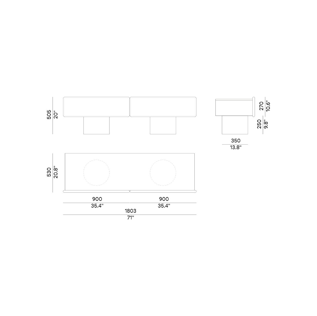 Meuble de rangement MARTE 2 – Minimalisme italien en bois laqué et métal - ULTRA MOBILI - La Maison MilanaiseSMR2L0 Laqué Mat