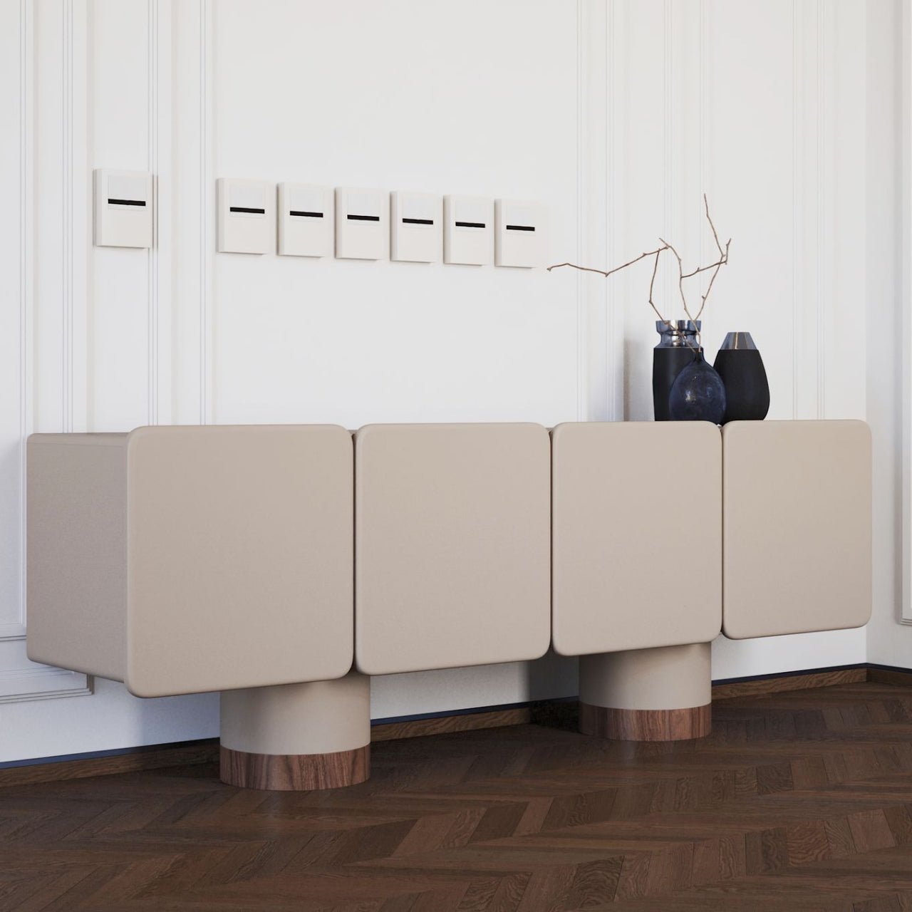 Meuble VENUS – Design sculptural, finitions nobles et détails personnalisés - ULTRA MOBILI - La Maison Milanaise Noyer et pieds en marbre