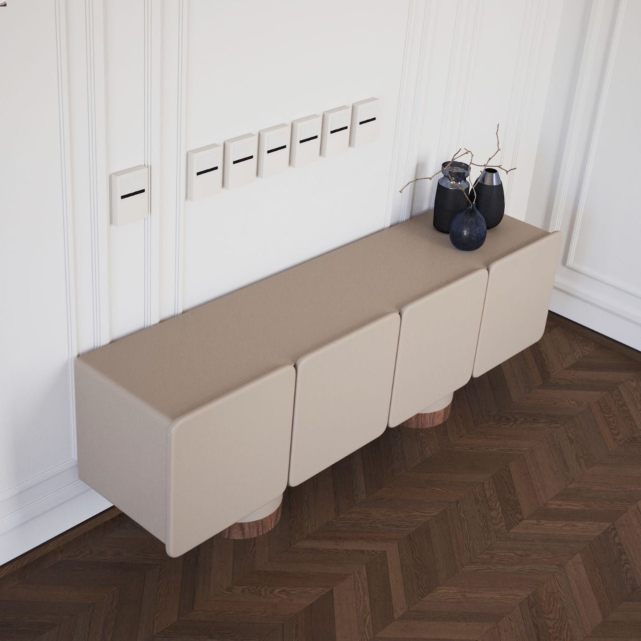 Meuble VENUS – Design sculptural, finitions nobles et détails personnalisés - ULTRA MOBILI - La Maison Milanaise Noyer et pieds en marbre