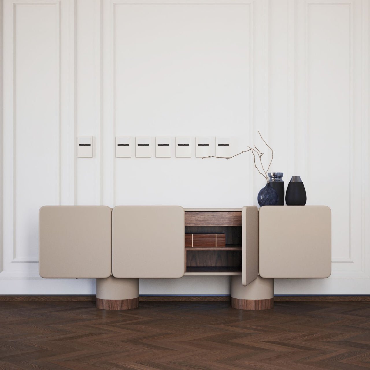 Meuble VENUS – Design sculptural, finitions nobles et détails personnalisés - ULTRA MOBILI - La Maison Milanaise Noyer et pieds en marbre