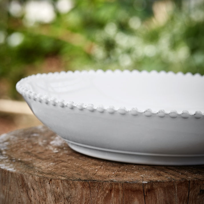 Saladier en grès fin blanc bord perlé Pearl - COSTA NOVA