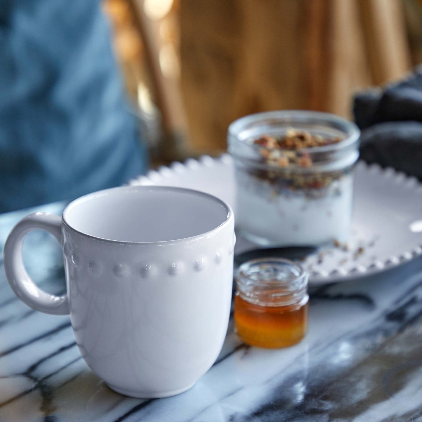 Mugs en grès fin bord perlé Pearl, lot de 6 - COSTA NOVA - La Maison MilanaisePEC131Blanc