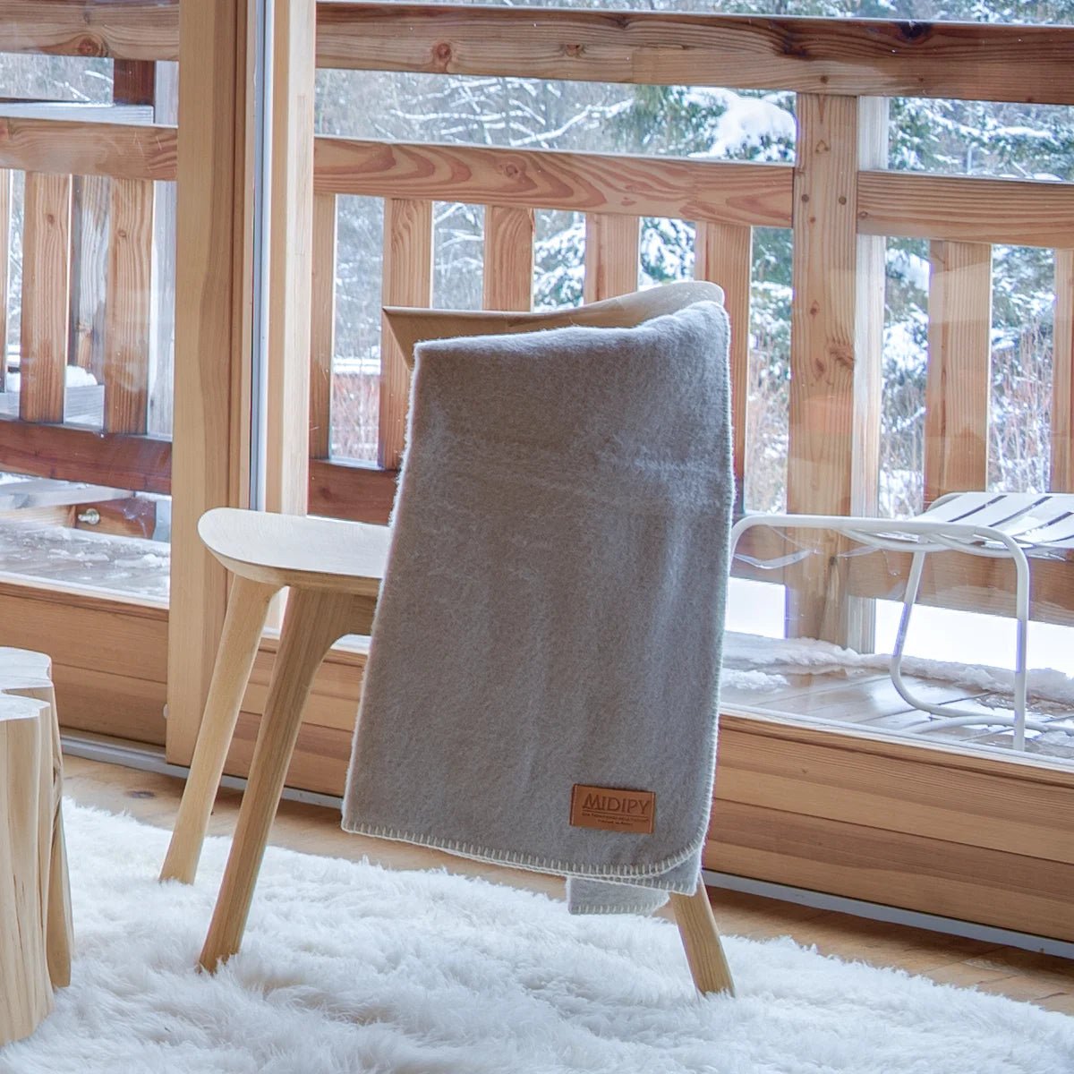 Plaid Alpaga et Laine gris clair Potosi - MIDIPY - La Maison MilanaiseSans porte - plaid