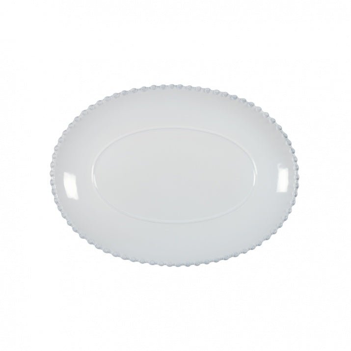 Plat ovale en grès fin bord perlé Pearl - COSTA NOVA - La Maison MilanaisePEA331BMoyen 34.2x25xH3.5cmBlanc