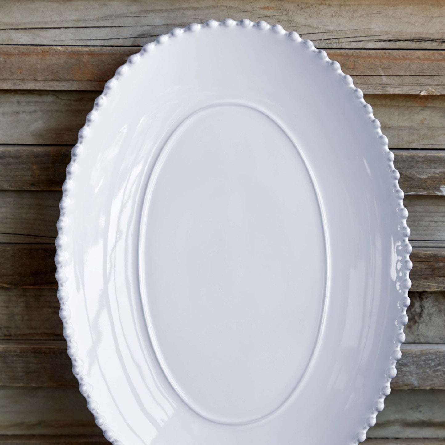 Plat ovale en grès fin bord perlé Pearl - COSTA NOVA - La Maison MilanaisePEA401Grand 40.8x30xh4.3cmBlanc