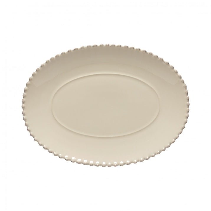 Plat ovale en grès fin bord perlé Pearl - COSTA NOVA - La Maison MilanaisePEA331CMoyen 34.2x25xH3.5cmCrème grainé