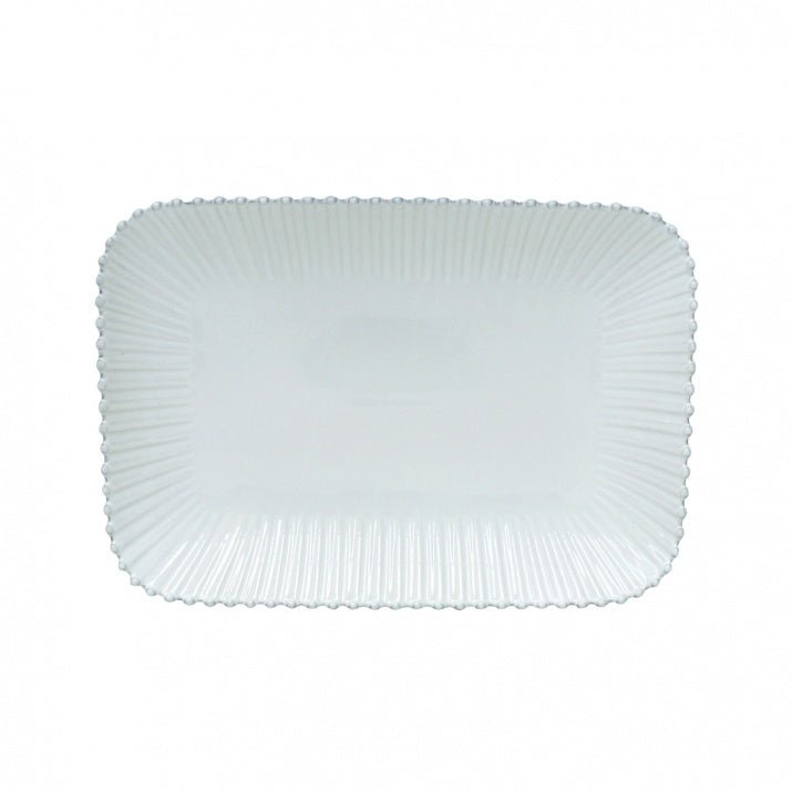 Plat rectangulaire grès fin blanc bord perlé Pearl - COSTA NOVA - La Maison MilanaisePER403Grand 39.6x28xH4.3cm