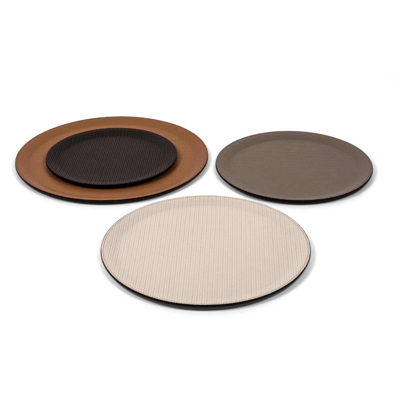 Plateau en cuir Victor - PINETTI - La Maison MilanaiseØ30cmCrème grainéCuir Grainé