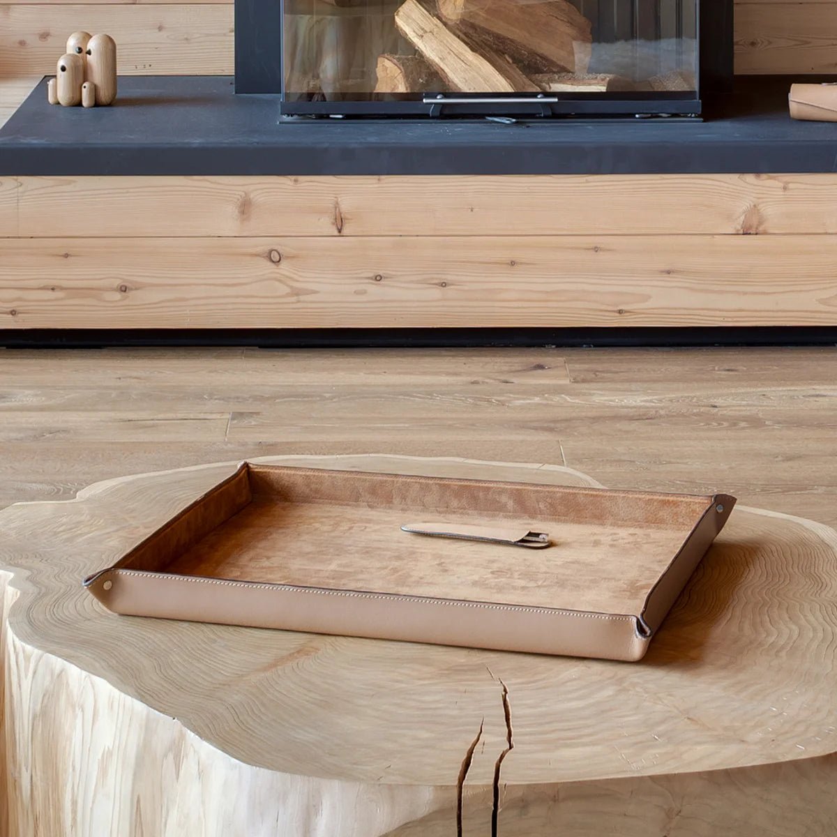Plateau rectangulaire en Cuir Ventoux - MIDIPY - La Maison MilanaiseCamel