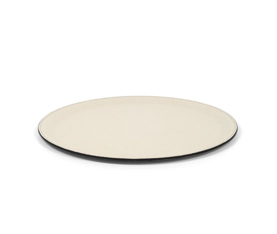 Plateau rond en cuir Victor - PINETTI - La Maison MilanaiseVICTOR30Ø40cmCrèmeCuir Tissé