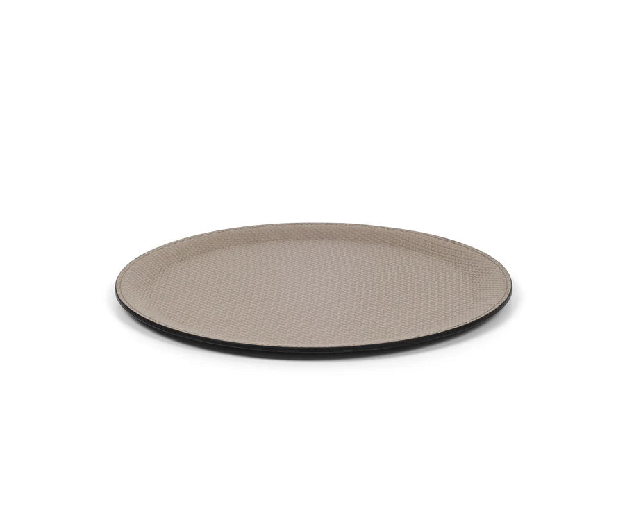 Plateau rond en cuir Victor - PINETTI - La Maison MilanaiseVICTOR14Ø35cmTaupeCuir Tissé